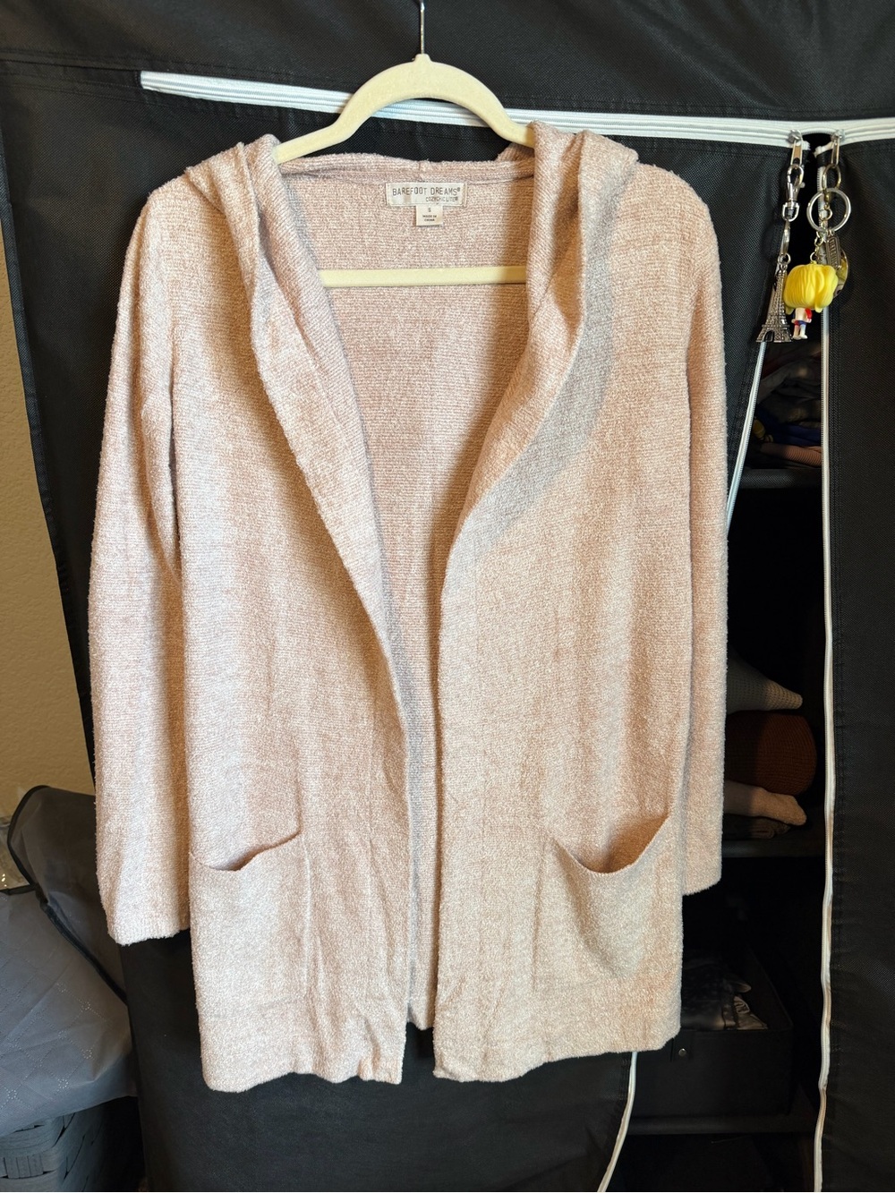 Barefoot Dreams Hooded Open-Front Cardigan - Blush Pink